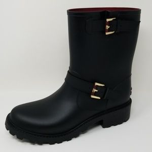 Tommy Hilfiger Womens Black Outdoor Rain Boots